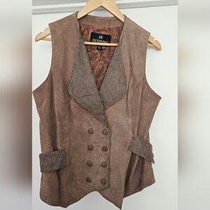 Bermans Brown Double-Breasted Leather Vest